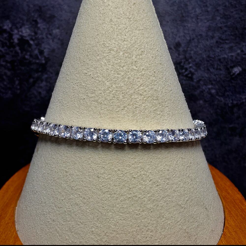 925 Sterling Silver 3.4mm CZ Tennis Bracelet - 7 Inches w/Box Lock
